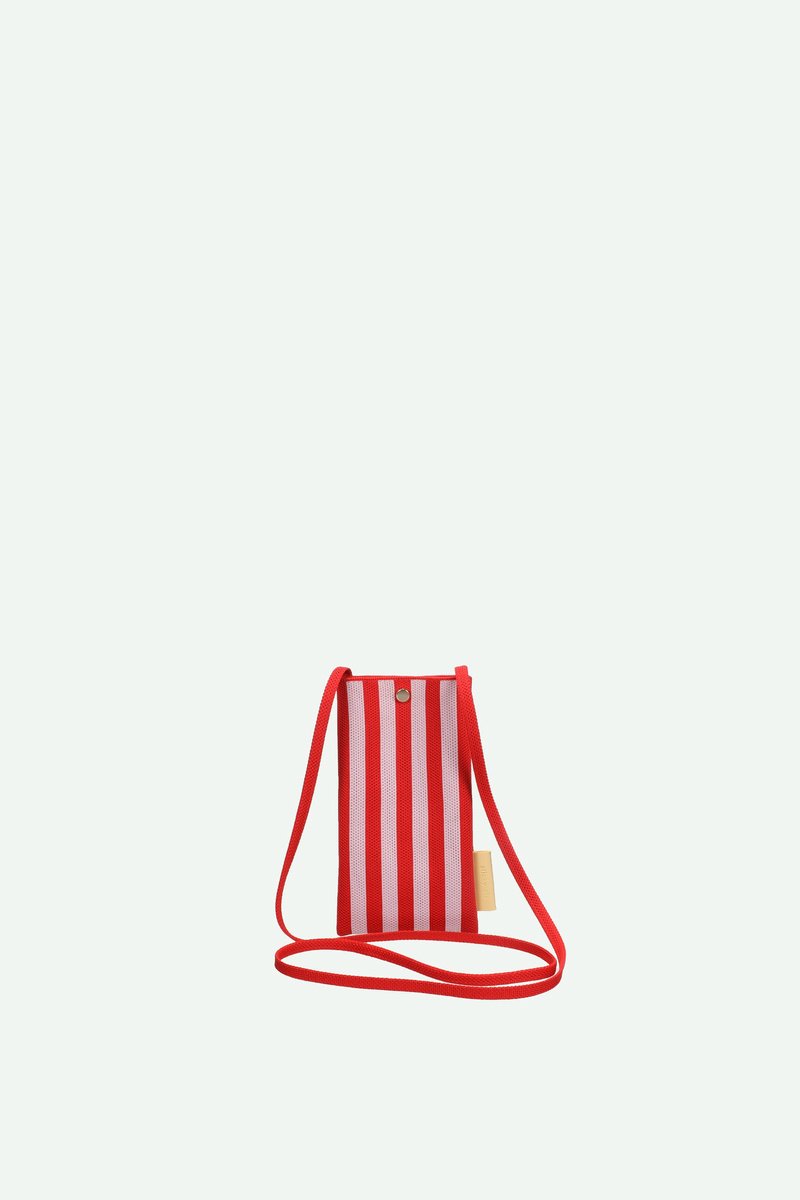 Sticky SIS - phone pouch - knitted stripes - cérise + ballet