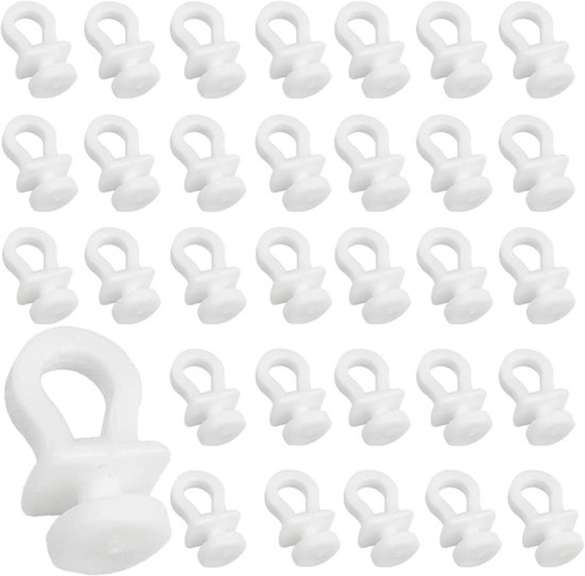 100 stuks gordijnhaken voor plastic gordijnrails - Wit - Roestvrij - Duurzaam - Zweefhaken - Deurgordijn - Raamgordijn