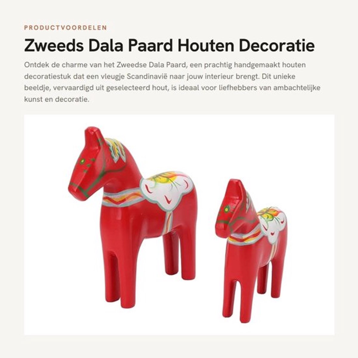 Dala Paard Handgemaakt - Houten Decoratie - Fine Carving - Unieke Ambachtelijke Afwerking - Rijke Kleuren - Symmetrische Structuur - Decoratiepaard