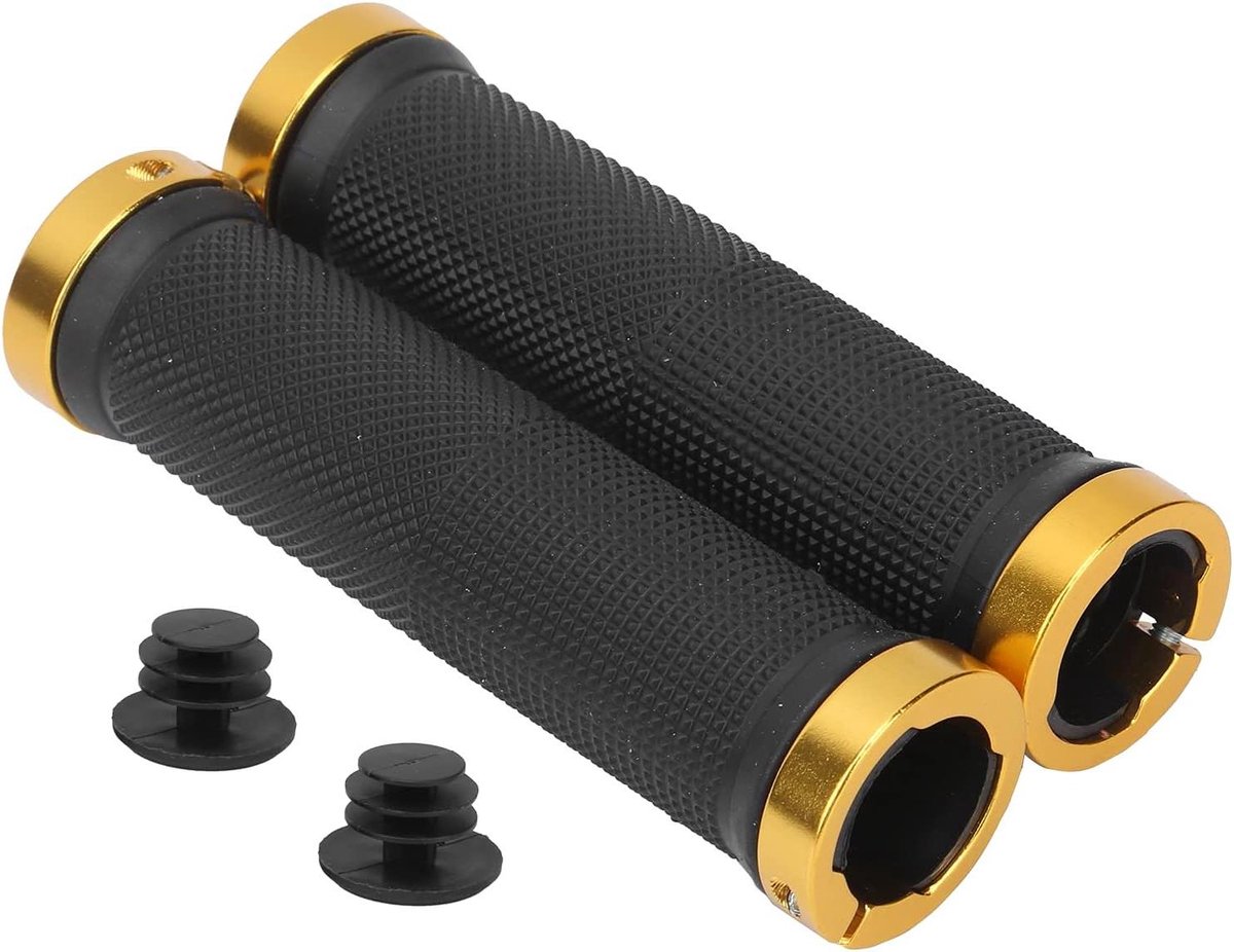 Fietsstuurgrepen - Handvatten Fiets - Comfortabel Fietsen - Antislip Rubber - 128 mm - Goud