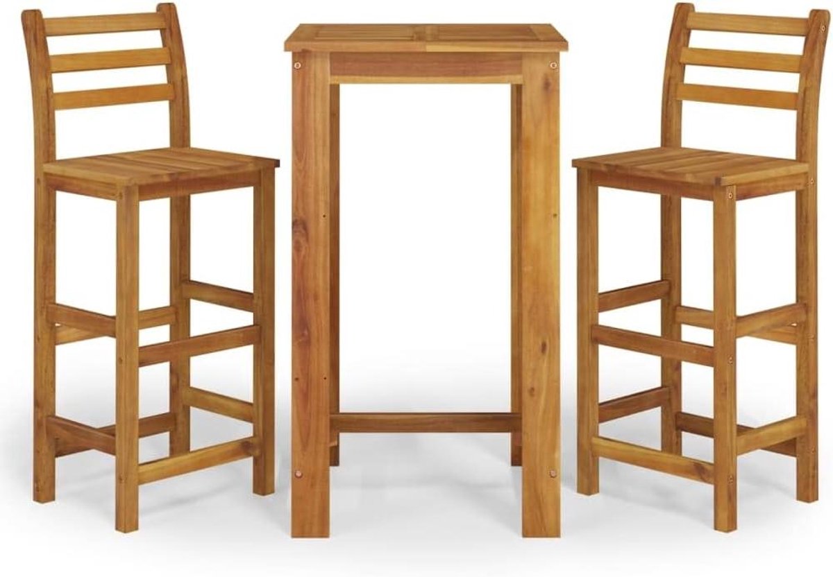 Houten Barset - Buitenmeubels Tuinset - Buiten Ontspannen - Geïntegreerde Voetsteunen - 60 x 60 x 105 cm - Bruin