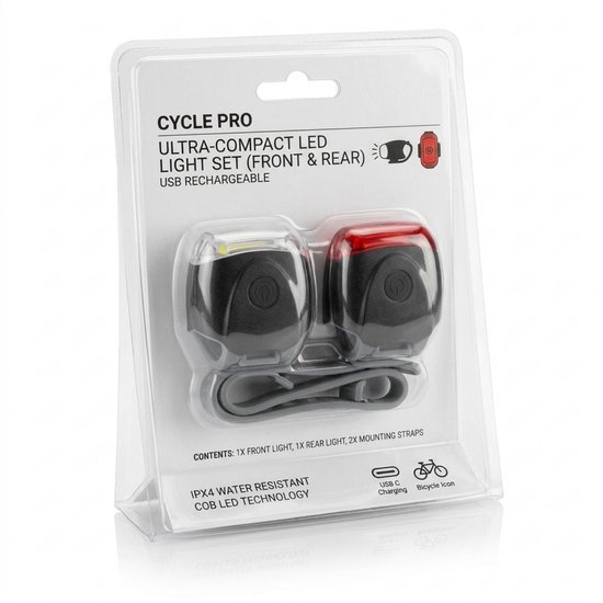 LED fietslamp set - rood / wit - siliconen - waterdicht - 12 chips — afbeelding 3