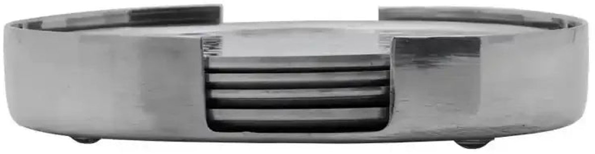 House Doctor Onderzetters zilver met houder - 4 stuks