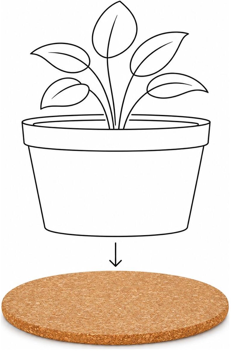 Esschert Design plantenpot onderzetter - van kurk - D25 x 1 cm - voorkomt kringen - vloer bescherming