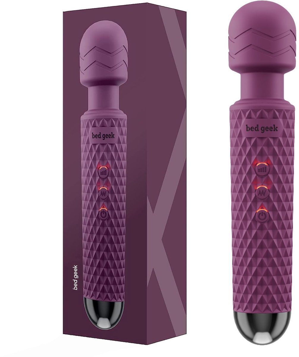 SnelShoppen - Handheld Draadloze Elektrische Body Wand Massager met Geheugenfunctie, 20 Patronen, 8 Snelheden, Zachte Siliconen, Paars voor Ontspannin