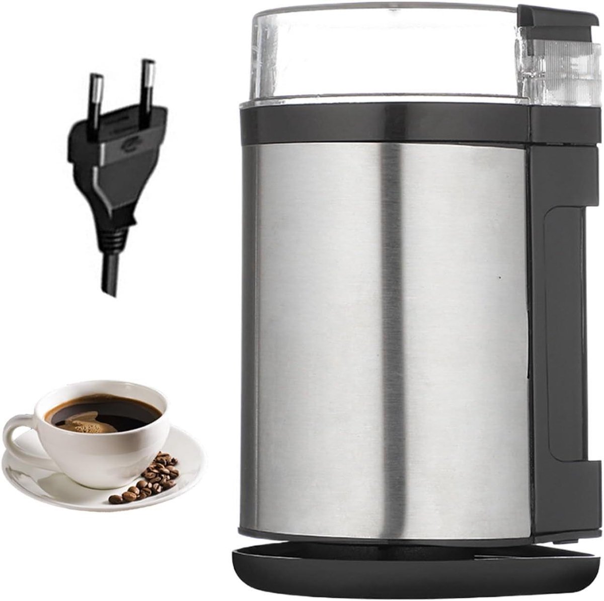 Elektrische Koffiemolen Koffiebonenmaler Maalmolen Verse Koffie Bereiden Intuïtieve Drukfunctie 11 x 19 cm Zilver
