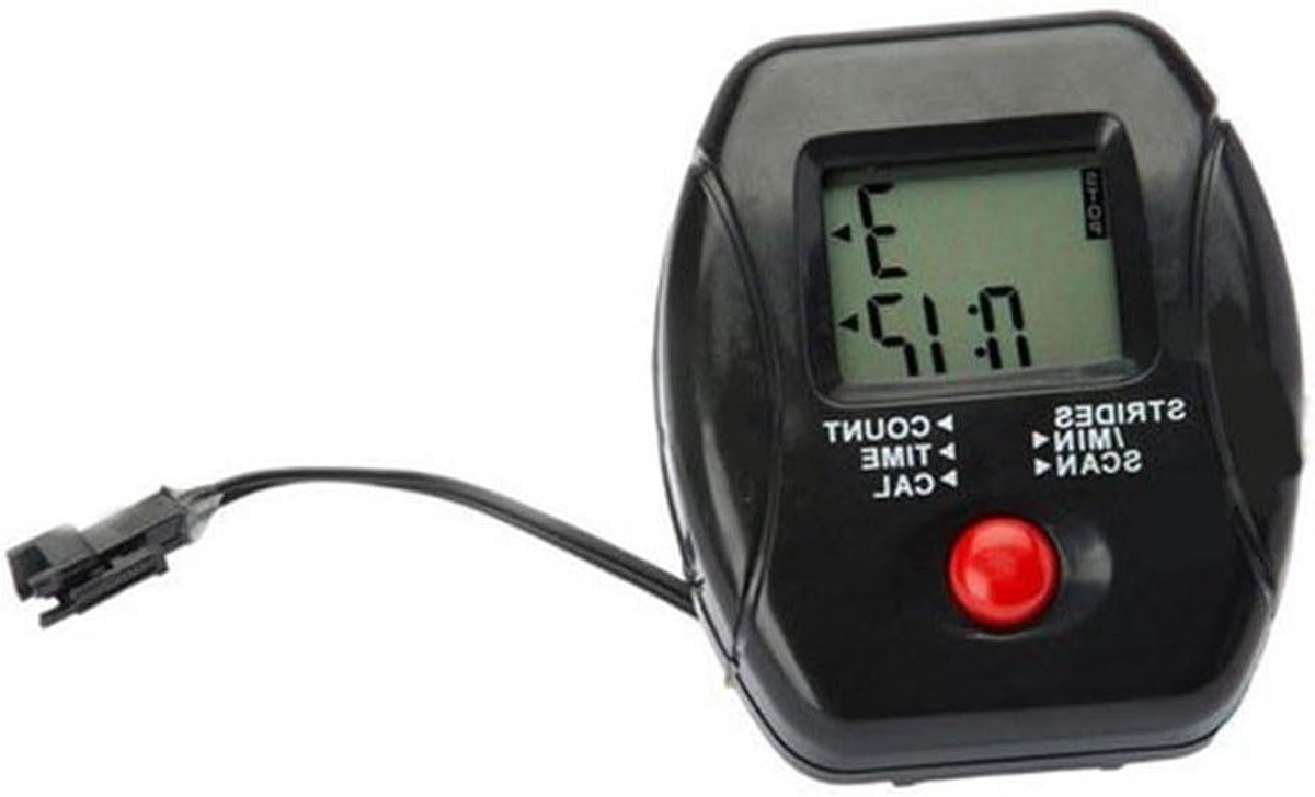 Stappenteller LCD - Fitness teller - Cardiotraining bijhouden - Verlicht display - 68x79x33 mm - Zwart