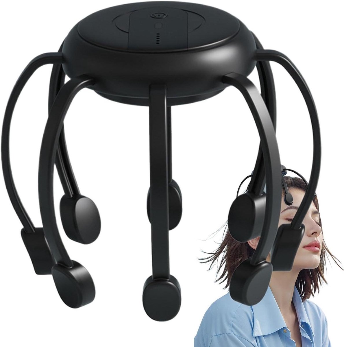 Hoofdmassager Vibrerend - Hoofdhuid Scratcher - Ontspanning Hoofdhuid - 5 Vibratiestanden - 15x15x15 cm - Wit