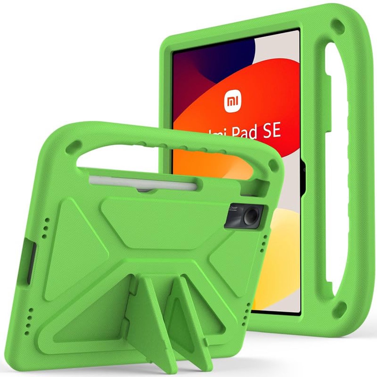 SnelShoppen - Kinderhoes voor 11-inch Tablet, EVA Schuim Schokbestendig, Lichtgewicht Tablethoes met Handgreep en Stand voor Kinderen, Groen, Duurzaam
