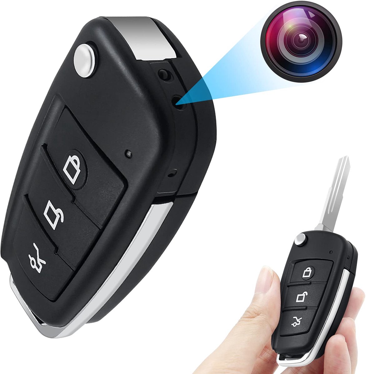 SnelShoppen - Moruala Mini Spionagecamera - Verborgen Camera - Autosleutels Microcamera - 1080p HD - Bewegingsdetectie - Nachtzicht - Voor Auto, Huis,