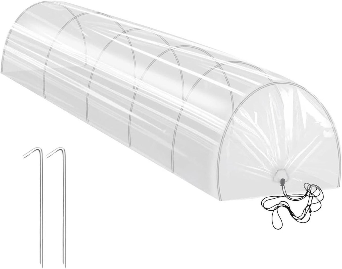 Draagbare Tunnelkas - Kleine Hoepel Plantenhoes - Groenten Kweken - Zonder Gereedschap Te Monteren - 300x45x45cm - Wit