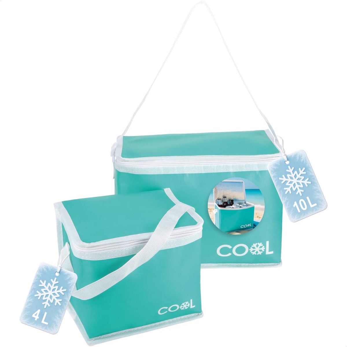 COM-FOUR® 2x koeltas 4 L / 10 L, opvouwbare thermische koelbox - ShopVlot
