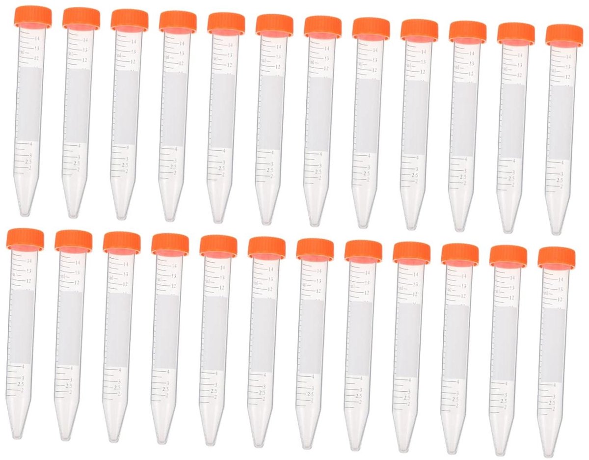 Centrifugebuizen - Reageerbuizen Flesjes - Laboratorium Experimenten - Met Schroefdop - 25 ml - Transparant