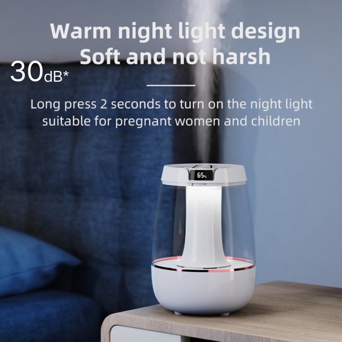 SnelShoppen - Valtreecho 3L Luchtbevochtiger Slaapkamer - Ultrafijne Koele Mist 20dB - Stil, Met Nachtlampje - Waterloze Automatische Uitschakeling -