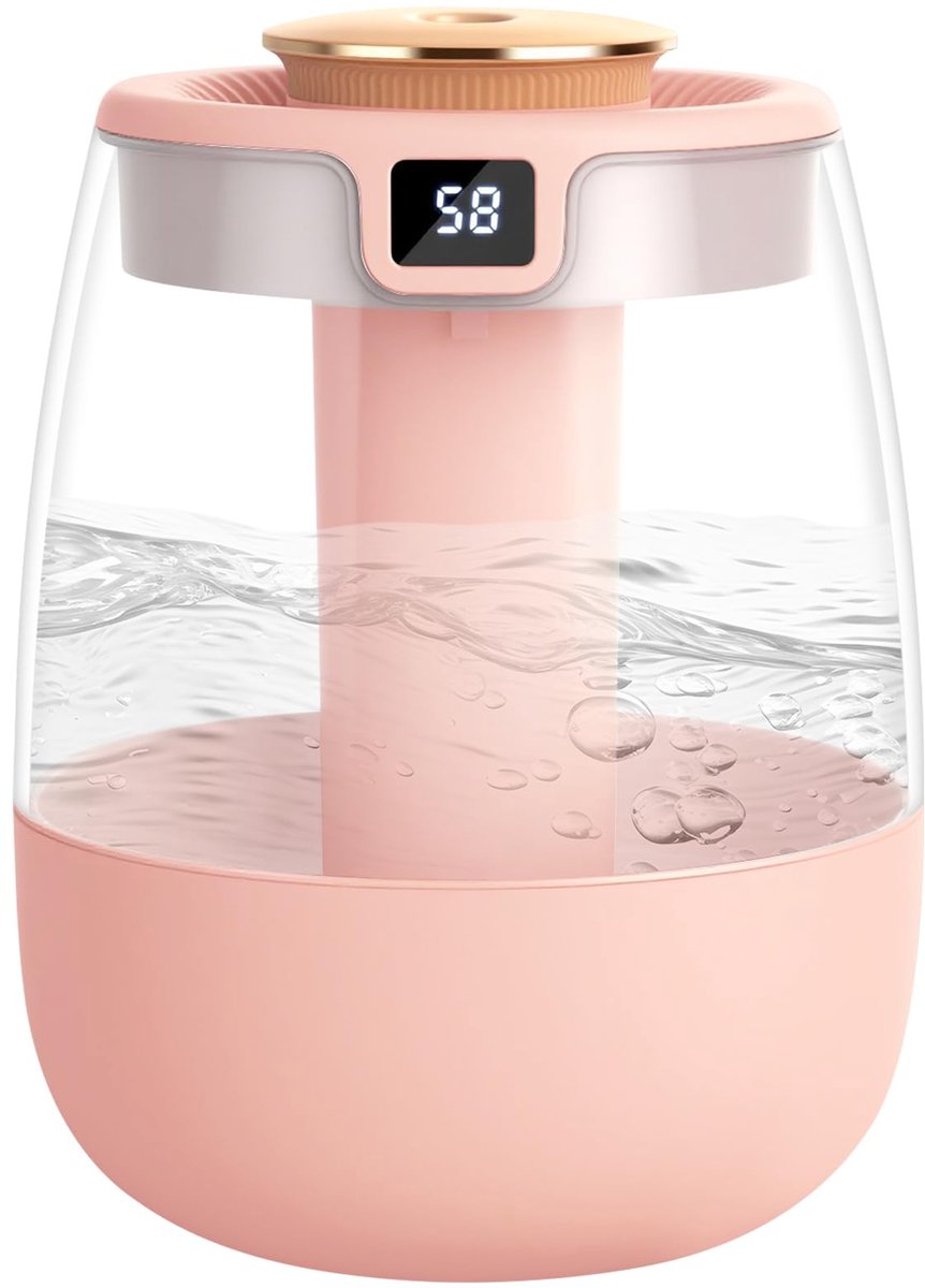 SnelShoppen - Adiwo Luchtbevochtiger 1,8L - Mini Luchtbevochtiger voor Slaapkamer, Planten en Keuken - Ultrastil 20 dB, 20 Uur Batterijduur, Intellige