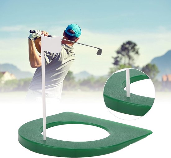 Putting Cup met Vlag - Oefenbeker Golf - Golfvaardigheid Oefenen - Stevige Kunststof Constructie - 11 cm Diameter - Zwart — afbeelding 4