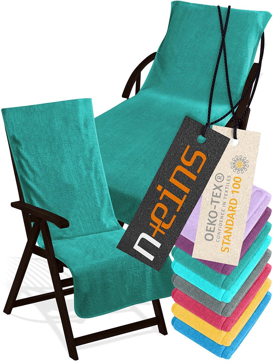 SnelShoppen - Badstof Hoes voor Ligstoel of Tuinstoel 70 x 200 cm - Comfortabele Petrol Kleur voor Tuin, Camping en Balkon