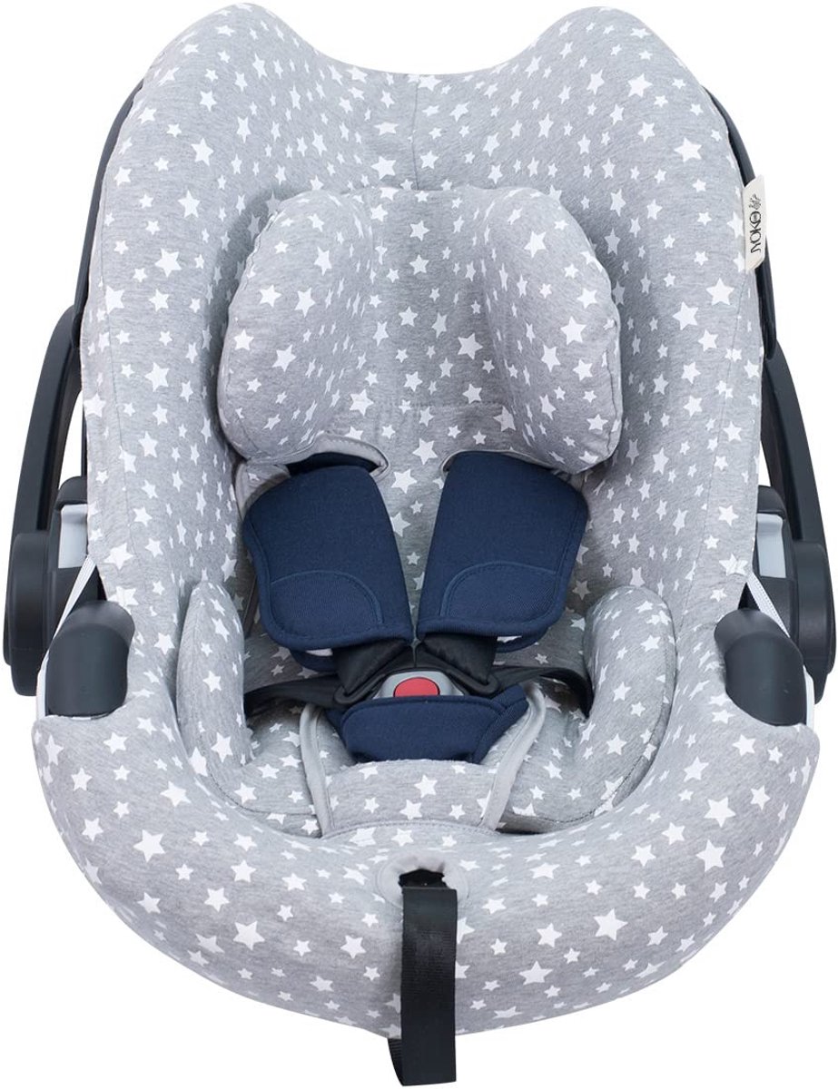 SnelShoppen - JYOKO KIDS Hoes Besafe Modular Gr 0 - Wit Sterrenprint - Geschikt voor Autostoel - Bescherming tegen Vlekken en Slijtage - Ideaal voor K