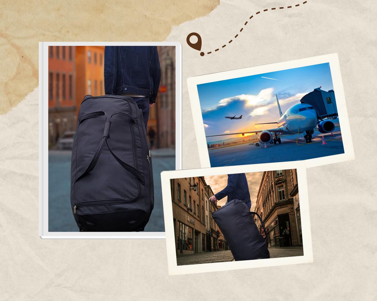 SnelShoppen - LILOSAC Reistas met Wieltjes 90 cm - Grote Roltas 182L - Zwart - Ideaal voor Vakantie, Camping en Sport - Ruime Basic Reistas