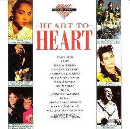 Albumhoes met foto's van artiesten zoals Sade, Justin Hayward en Bill Withers, met de tekst "Heart To Heart".