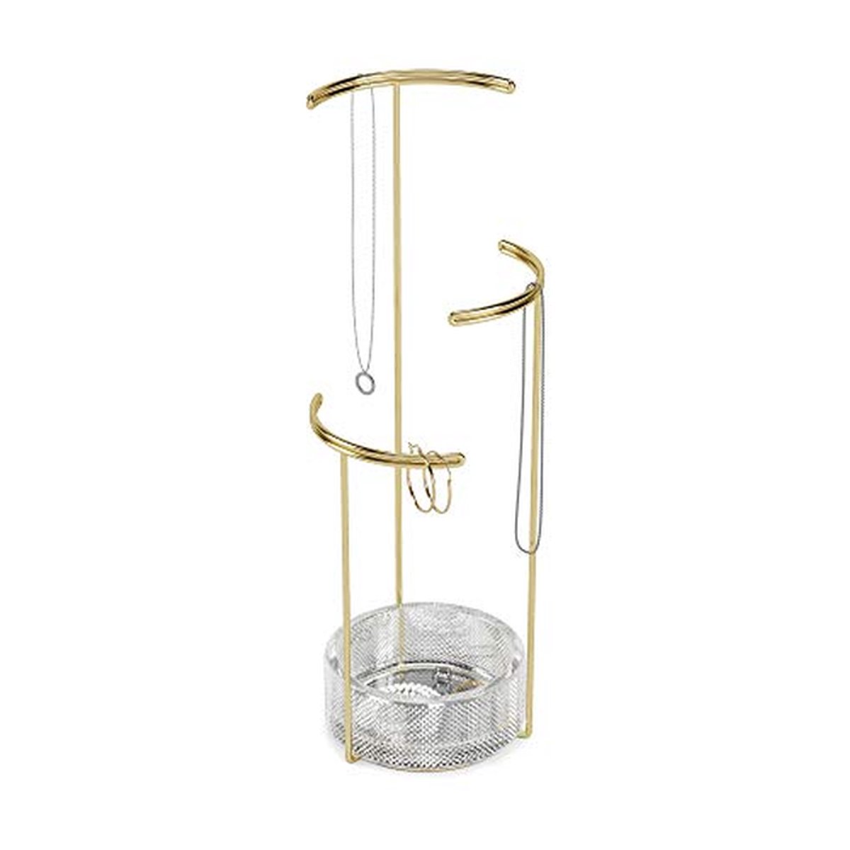 Sieradenstandaard - Juweliersboom Toren - Sieraden Opbergen - Drie Niveaus - 42 cm hoog - Goud