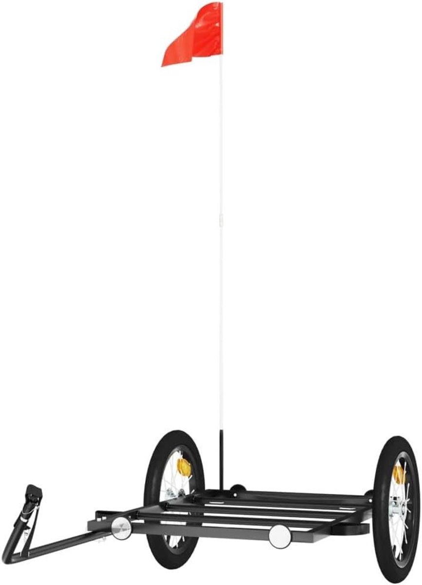 Fietskar - Fietsaanhanger Trolley - Zware Goederen Vervoeren - Robuust IJzeren Frame - 126 x 63 x 34 cm - Zwart