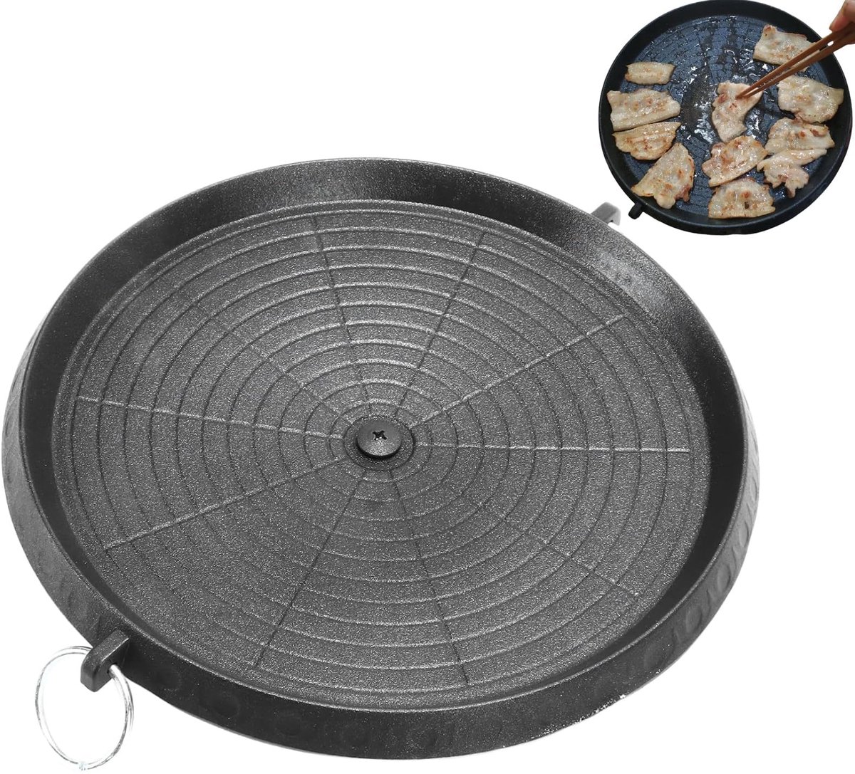 SnelShoppen - Koreaanse BBQ-grillpan voor kookplaat - Maifan-gecoat grillplaat voor binnen en buiten - Ideaal voor tuin, camping, feest en keuken