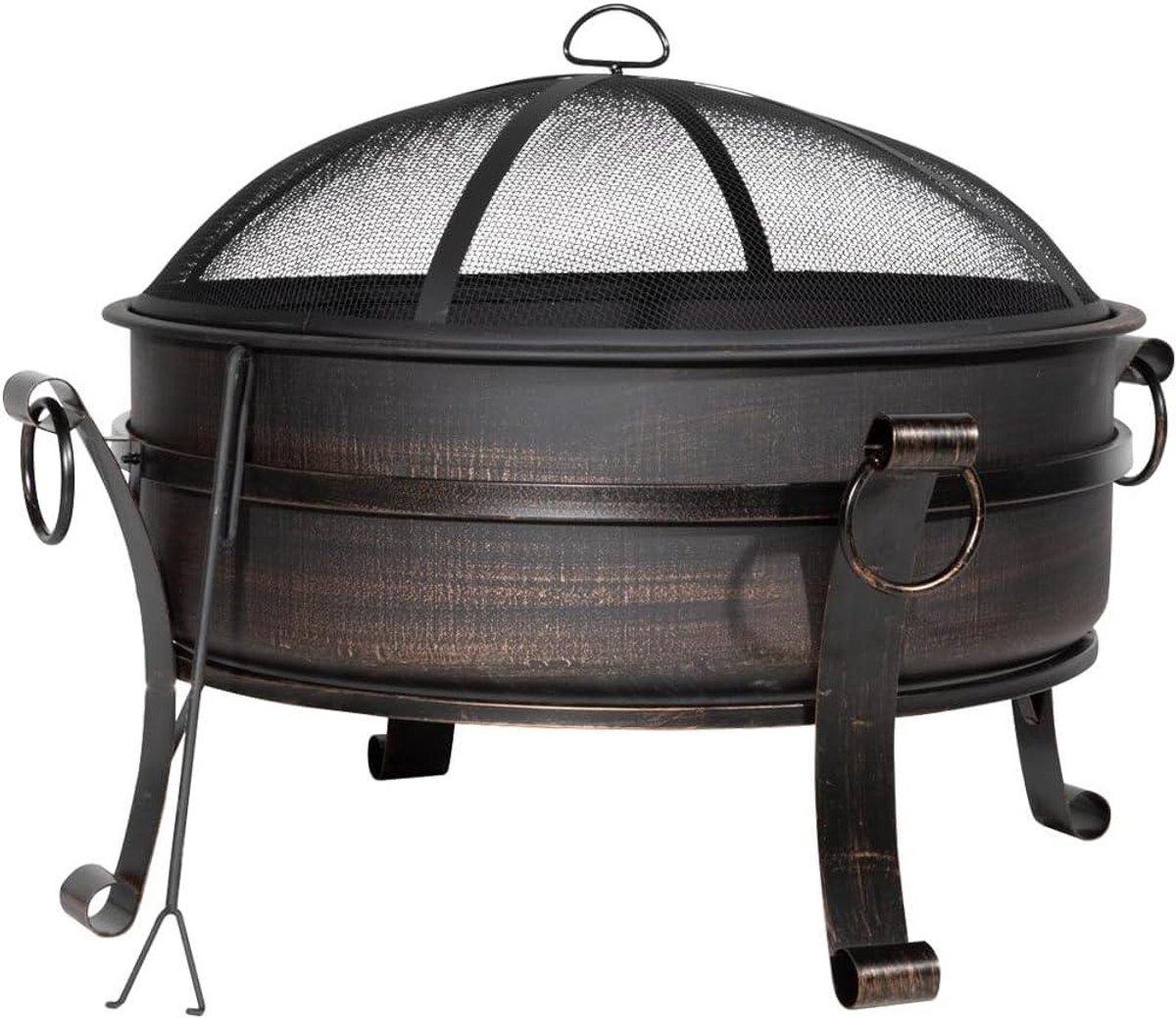 Ronde Vuurplaats - Buitenhaard Salontafel - Terras Verwarmen - 2-in-1 Ontwerp - 93 x 93 x 66 cm - Brons