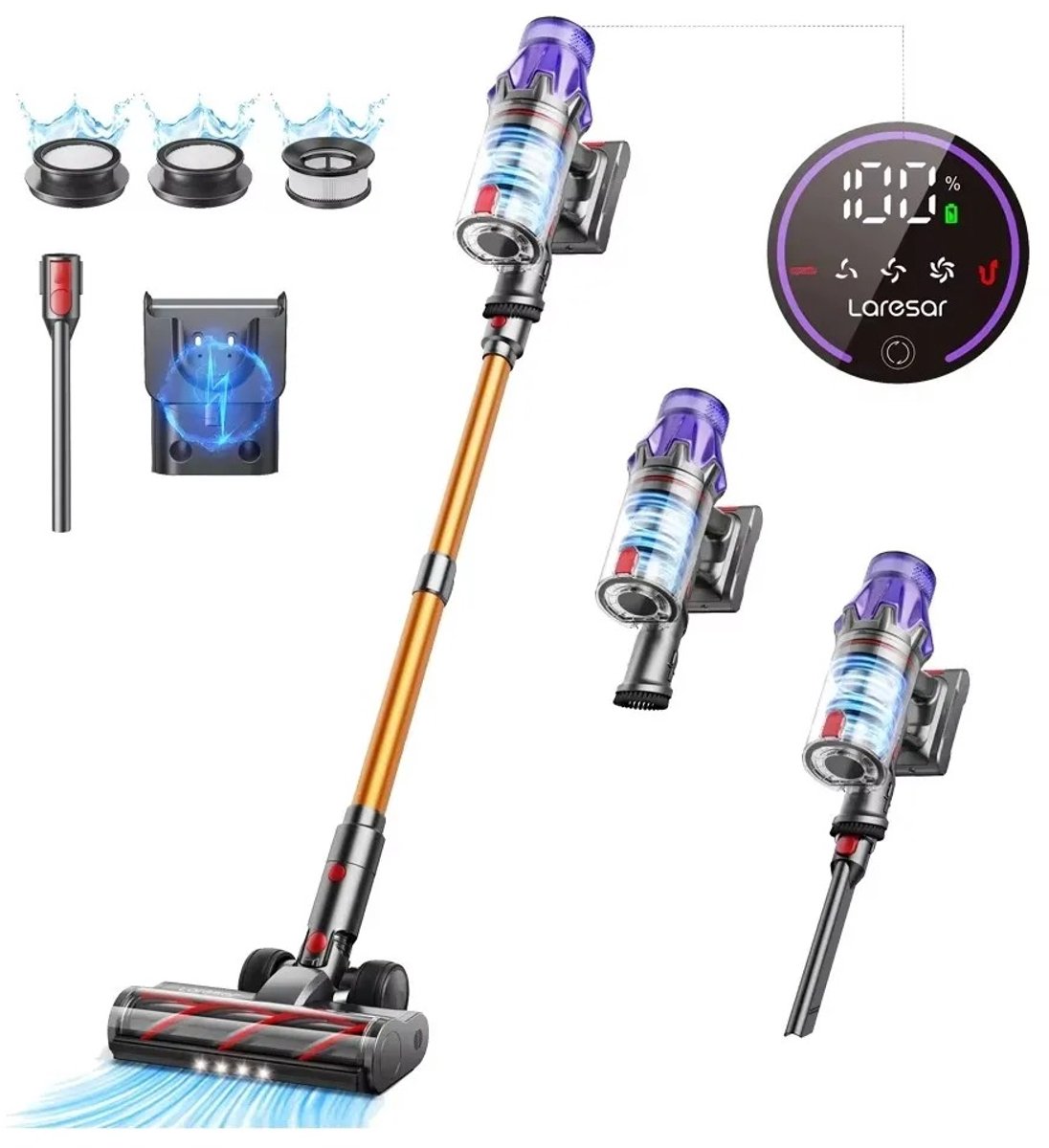 Prime Home Stofzuiger - Stofzuiger zonder zak - Stofzuiger draadloos - Draadloos stofzuiger - Kruimeldief - Handstofzuiger - Kruimeldief snoerloos - V7 500W 50KPA