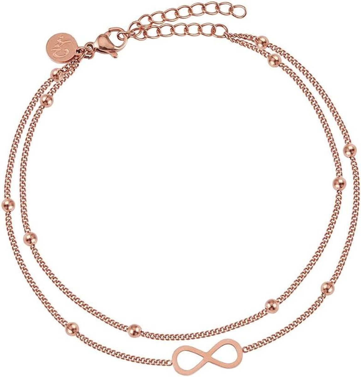 Infinity Enkelbandje - Enkelbandjuweel Armband - Dagelijks Gebruik - Roestvrij Staal - 22-27 cm - Goud