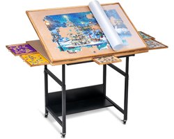 CINK & Co Puzzeltafel 1500 Stukjes - 5 Lades en Beschermhoes - In Hoogte Verstelbaar en Kantelbaar - Verrijdbaar - 93 x 65 x 75-95 cm