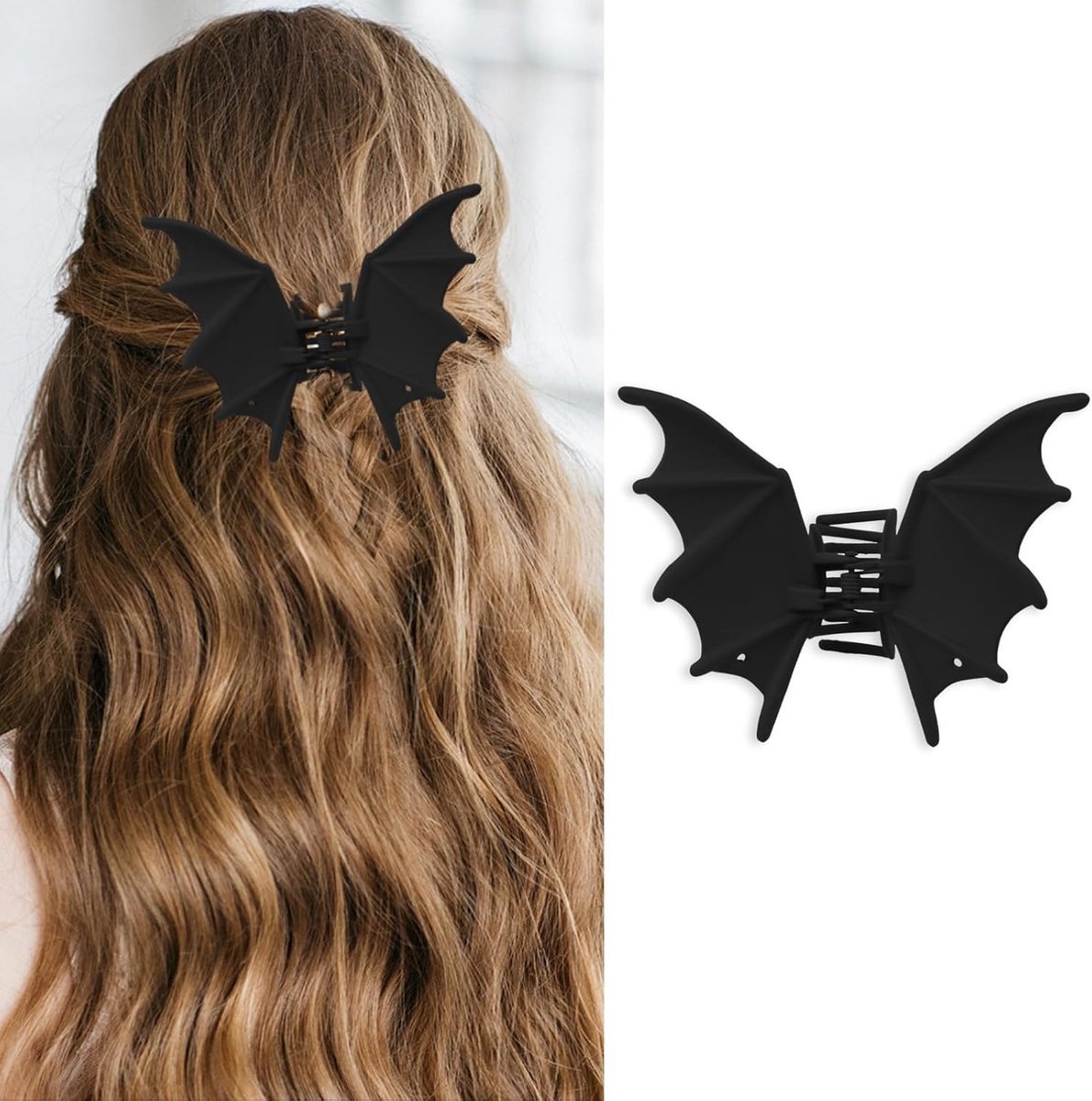 Vleermuis Haarklem - Franse Metalen Haarknijper - Mat Zwarte Gotische Accessoire - Geschikt voor Feest en Kostuum - Stevig en Stijlvol - 1 Stuk - Uniseks - Goth Stijl - Haaraccessoire voor Vrouwen