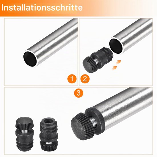 Set van 8 verstelbare meubelsteunen voor ronde buizen 16mm met M6 schroefdraad — afbeelding 3