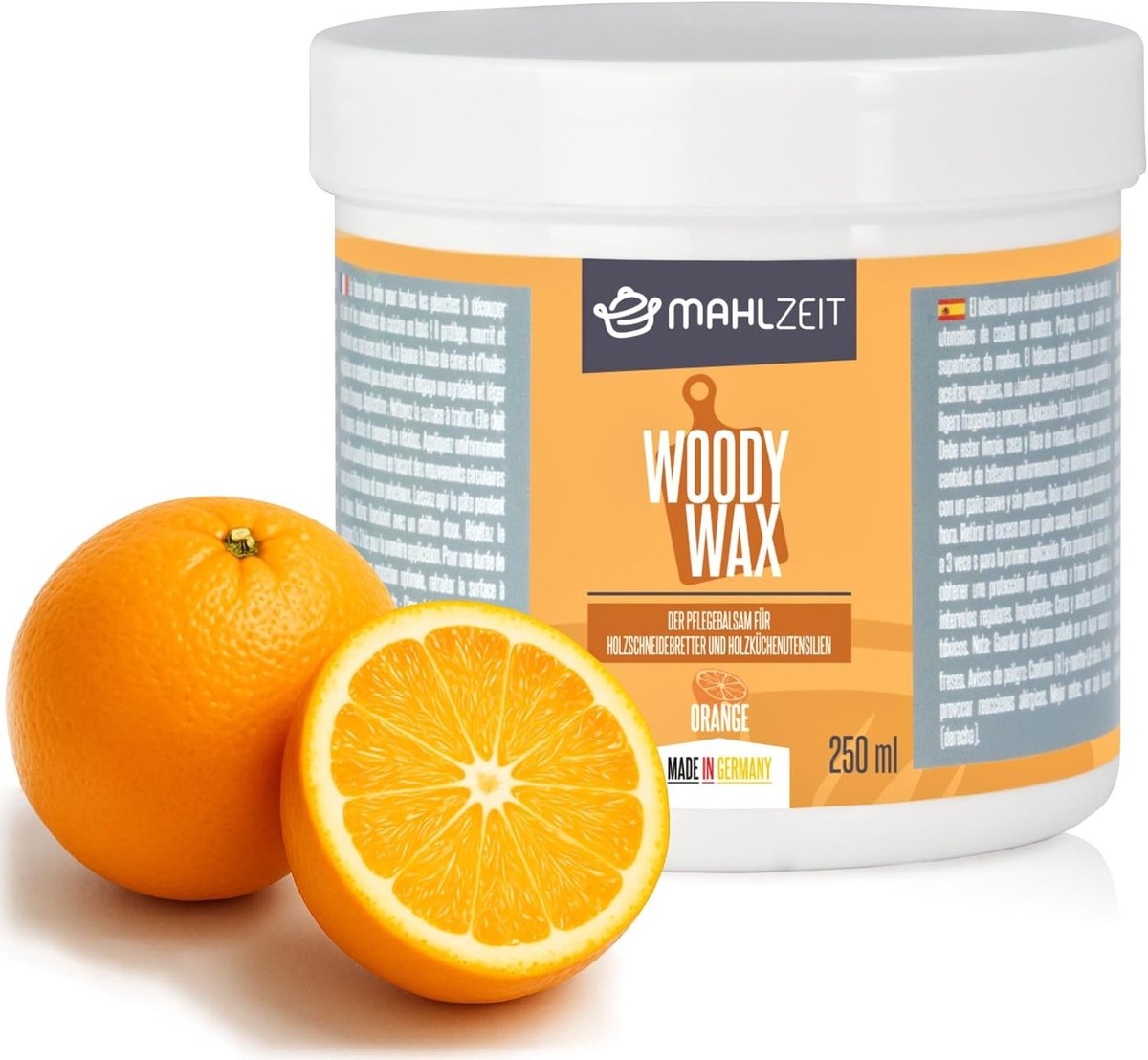 Houtverzorging - Oranje - 250 ml - 100% Natuurlijk Houtwas voor Snijplanken en Keukengerei - Voor Houten Meubels