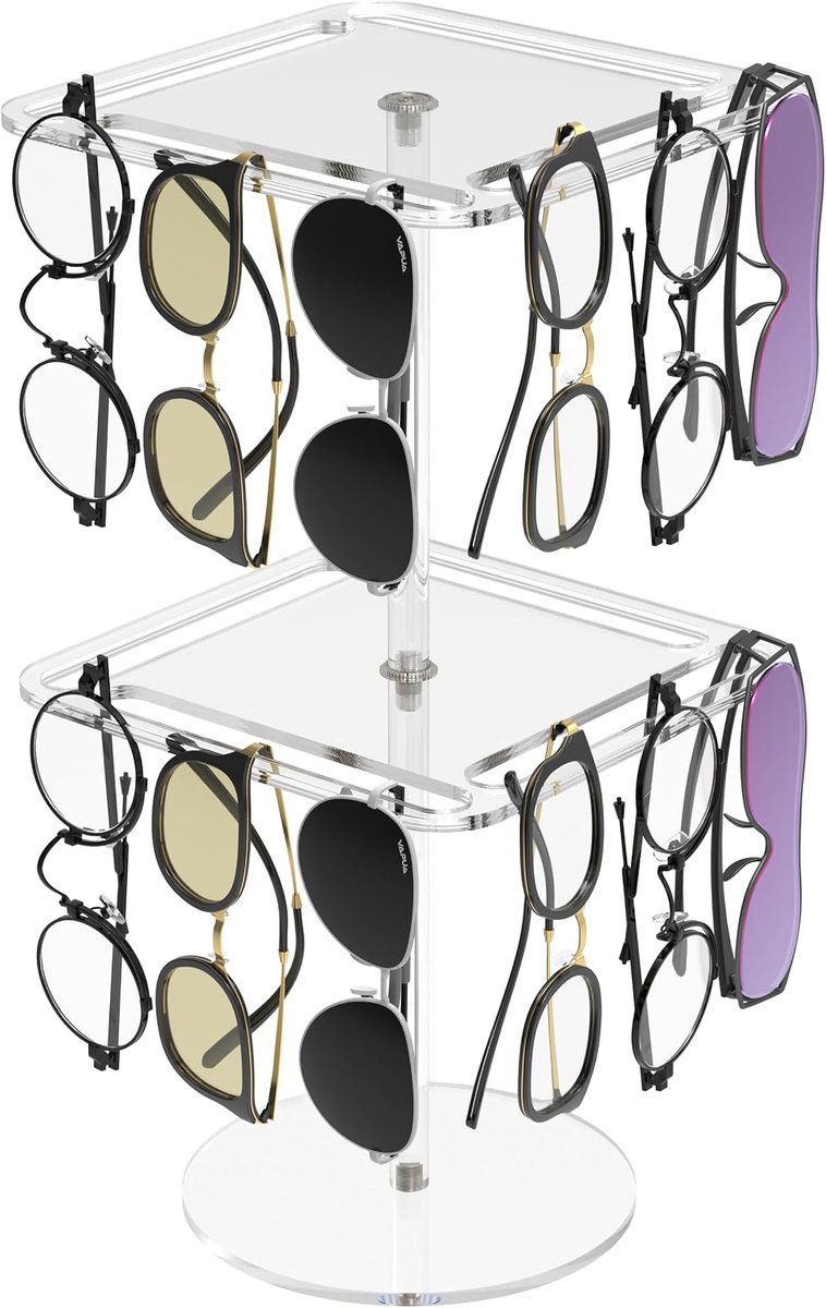 Brillenstandaard - 1/2 draaibare lagen - acryl - zonnebril- en brillendisplay - brillenhouder (transparant)