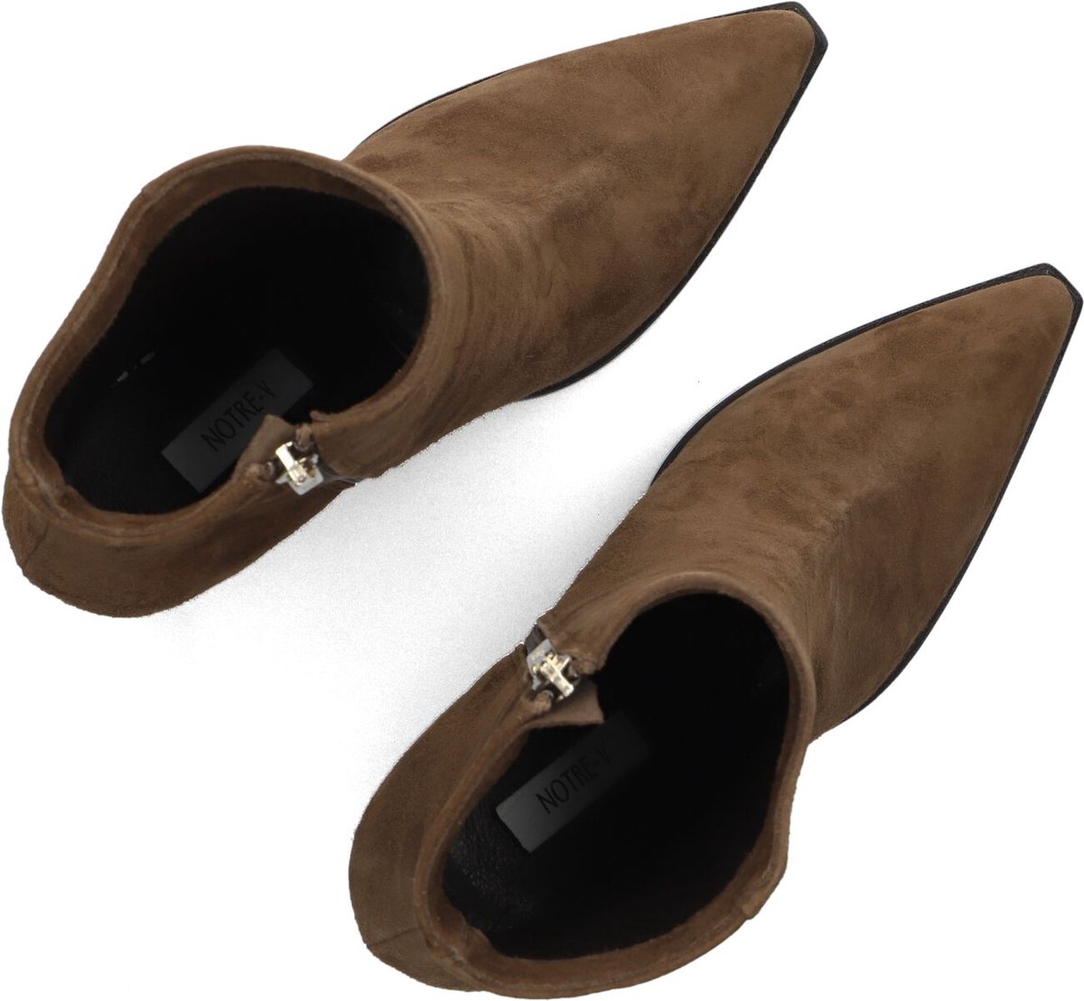 Notre-V 8939 Enkellaarsjes - Enkelboots met rits - Dames - Bruin - Maat 40