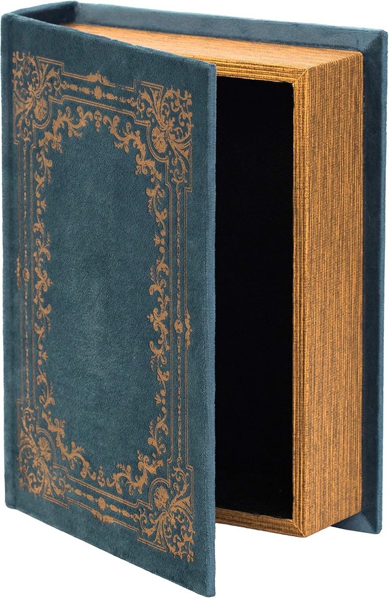 Decoratieve Vintage Boekvormige Opbergdoos - Blauw - 7 x 2 x 9 inch - Sieradenopbergdoos met Fluwelen Buitenkant - Voor Persoonlijke Bewaring