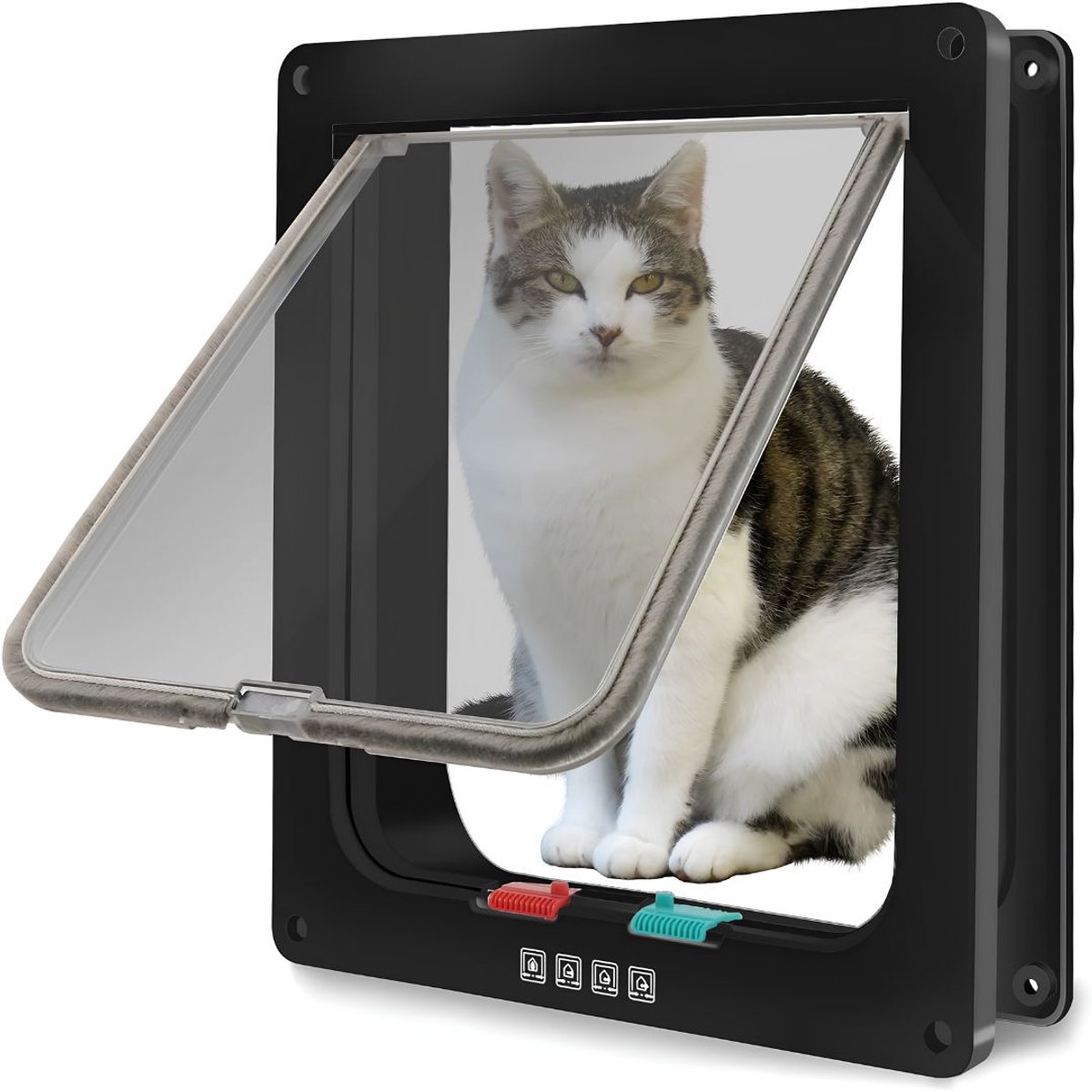 SP® Kattenluik - Kattenluik Binnendeur - Kattenluik met Tunnel en Magnetische Sluiting - Zwart - 28cm x 25cm x 6cm