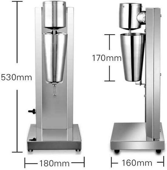 Milkshake Mixer - Drank Mixer - Dranken Maken - Dubbele Mengas - 650 ml - Zilver — afbeelding 5