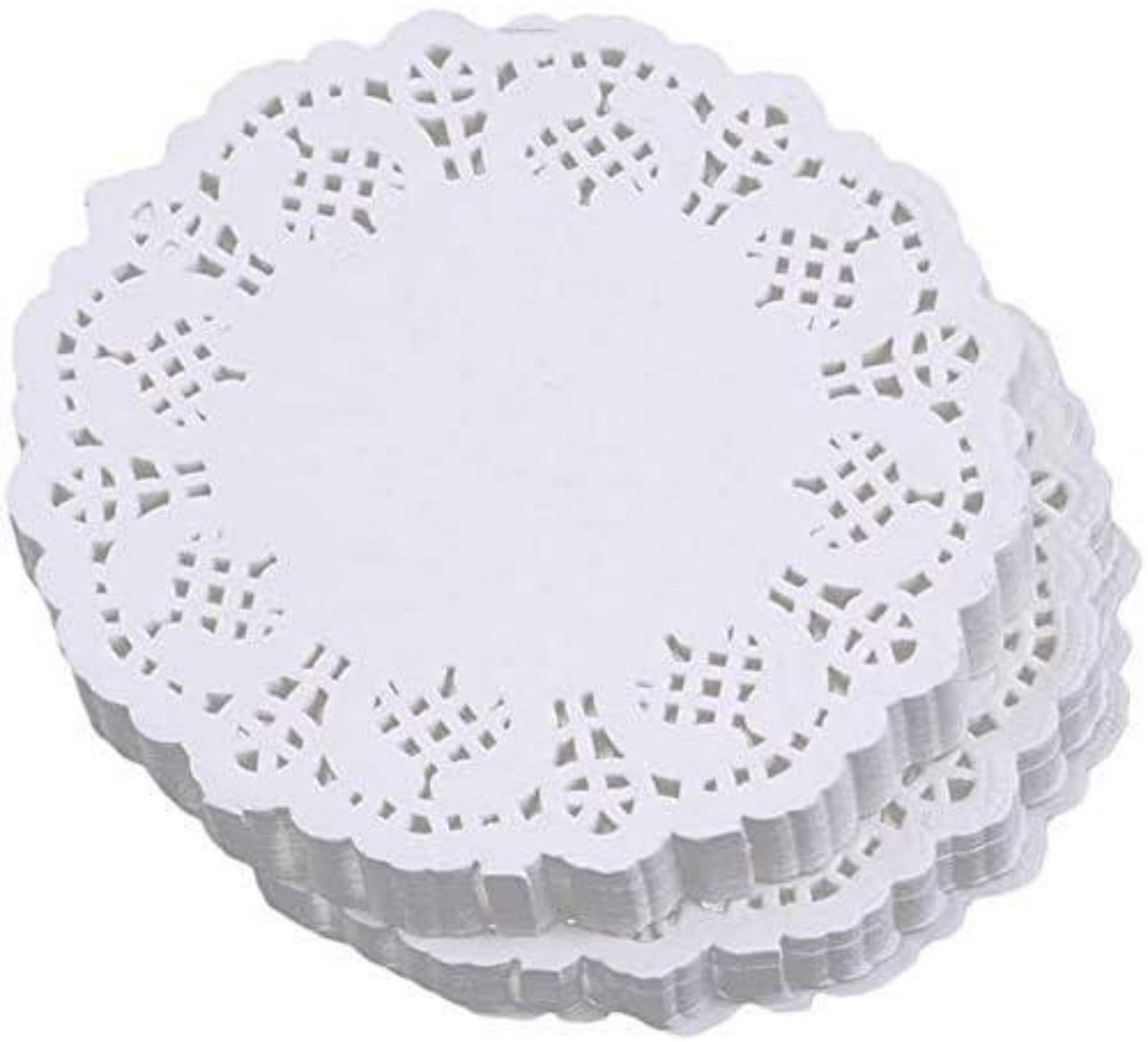 GELLDG 150 Stuks Wegwerpservetten - Rond Papier Serviesdoekje - Spitzenpatroon Absorberend voor Olie en Water - Geschikt voor Feesten, Bruiloften en Dagelijks Gebruik - 9cm - Papier