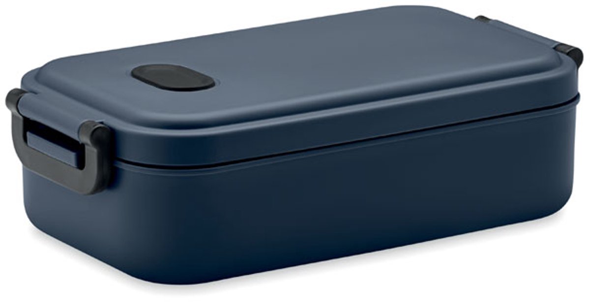 PP lunchbox met luchtdicht deksel, siliconen ventiel en twee zijgespen. Inhoud: 800 ml. Blauw