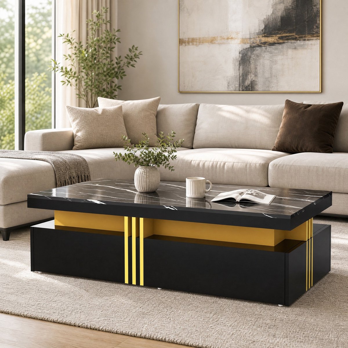 COVREO TV-meubel 100x50x40 cm zwart, spaanplaat, met opbergruimte