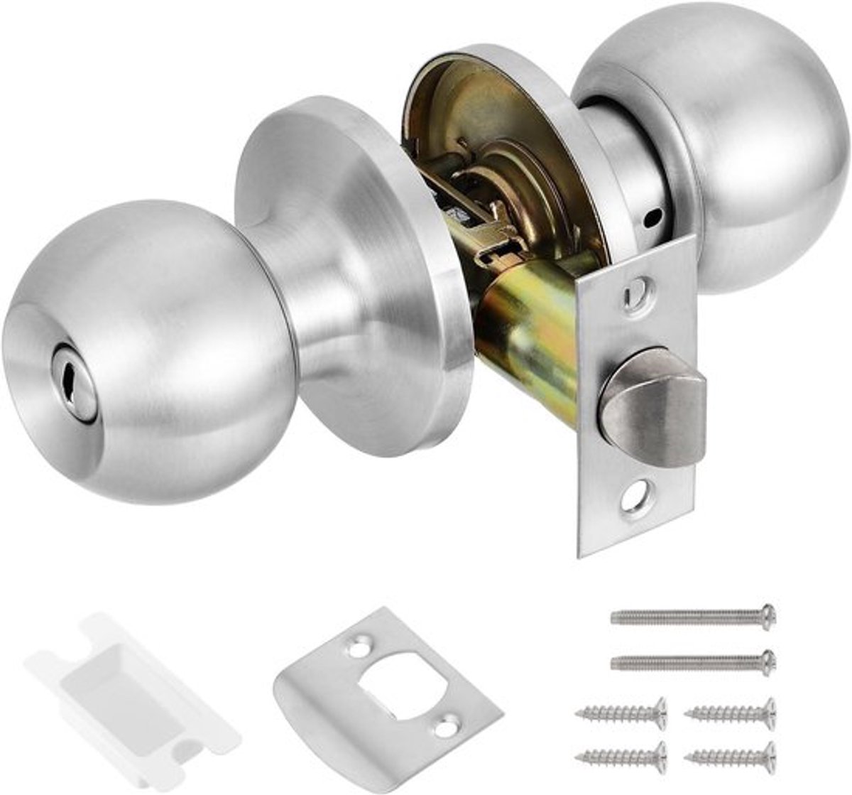 RVS binnendeurknoppen, privacy deurknop met slotsets voor slaapkamer/badkamer.