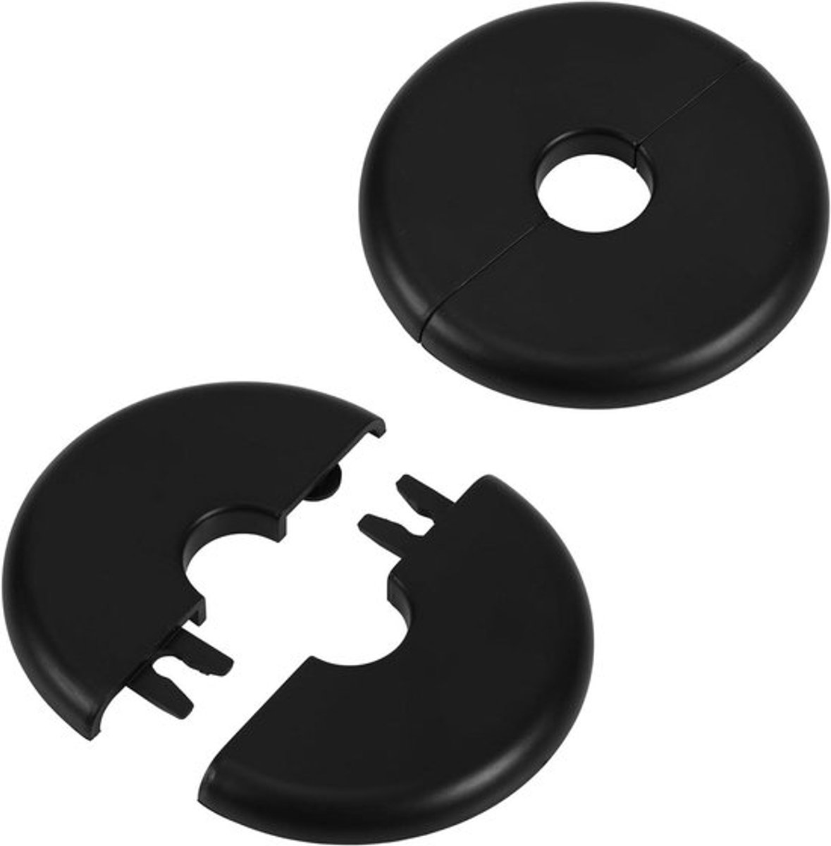 Muursplitflens voor 17mm Waterleidingen - Zelfklevend Rozetplaat - ABS Afdekplaat - Kraan Keuken Toilet - Zwart kleur