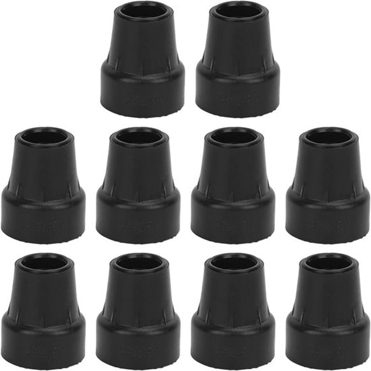Set van 10 rubberen krukpunten voor extra grip - universeel ontwerp - antislip - wandelstok accessoires - zwart