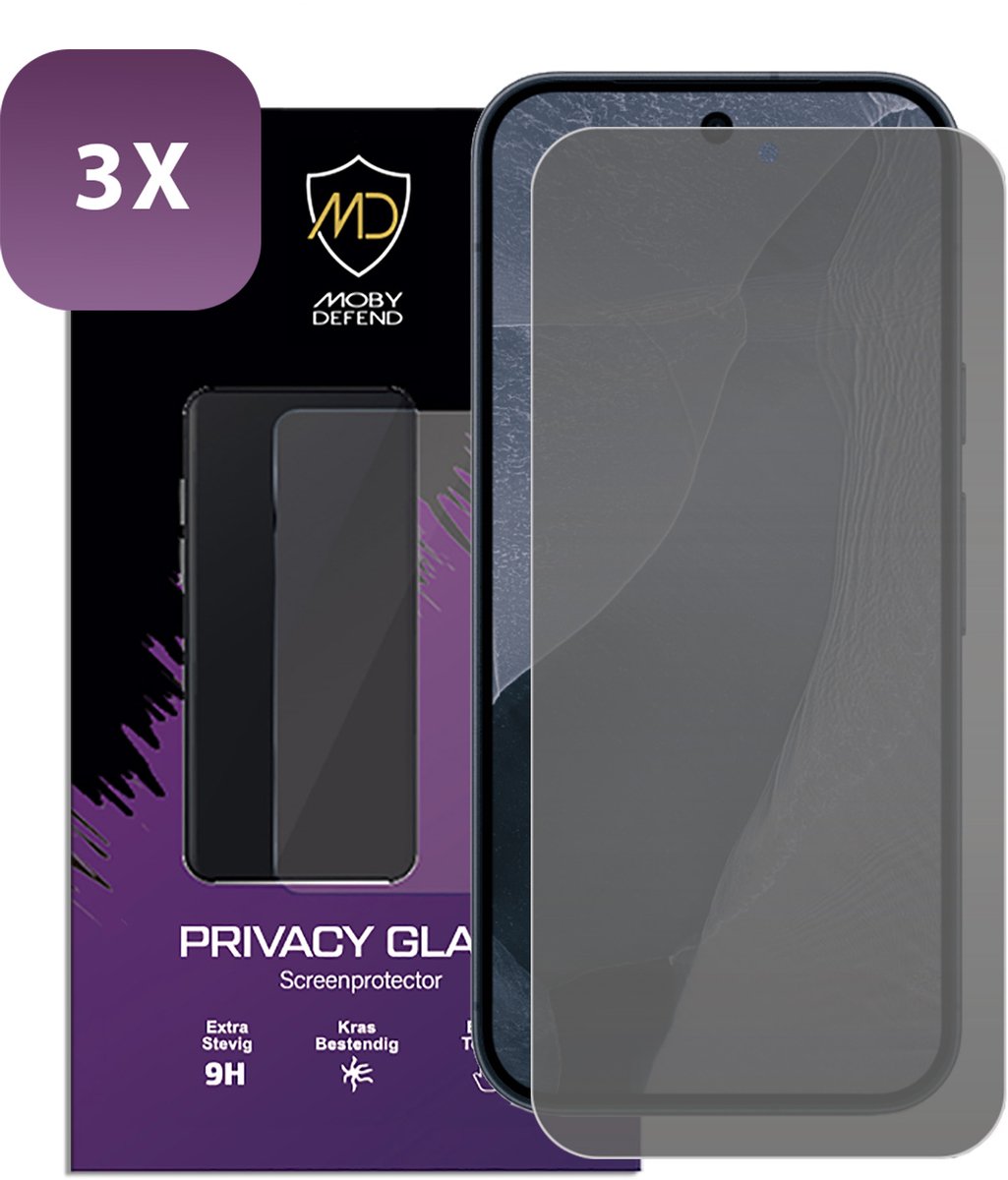 3-Pack MobyDefend Screenprotectors - Geschikt voor Google Pixel 11 Pro XL - HD Privacy Glass Screensavers