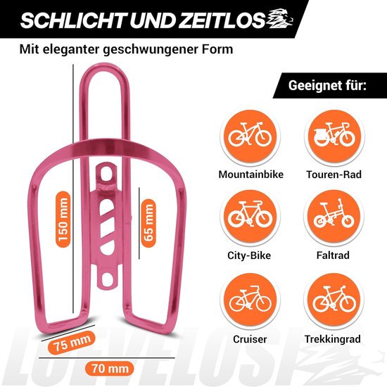 Bidonhouder Fiets - Flessenhouder Fiets - Drinken Tijdens Fietsen - Extra Versterkt Aluminium - Standaard Maat - Roze-Magenta — afbeelding 4