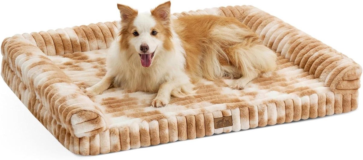 Hondenmand Orthopedisch – Honden Sofa Hondenkussen – Rustgevende Slaap – Eivormig Schuim – 110x80x17cm – Bruin
