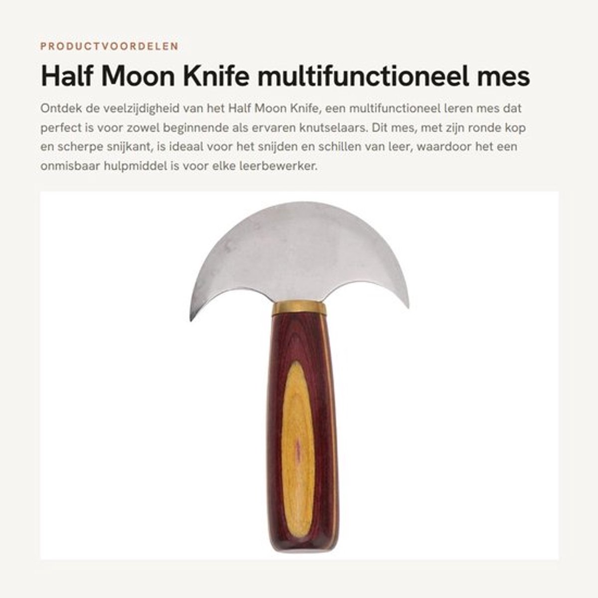 Mes multifunctioneel - Ronde Kop - Scherp Staal - Leerbewerking - Handzaam - Elastische Riem 68 cm