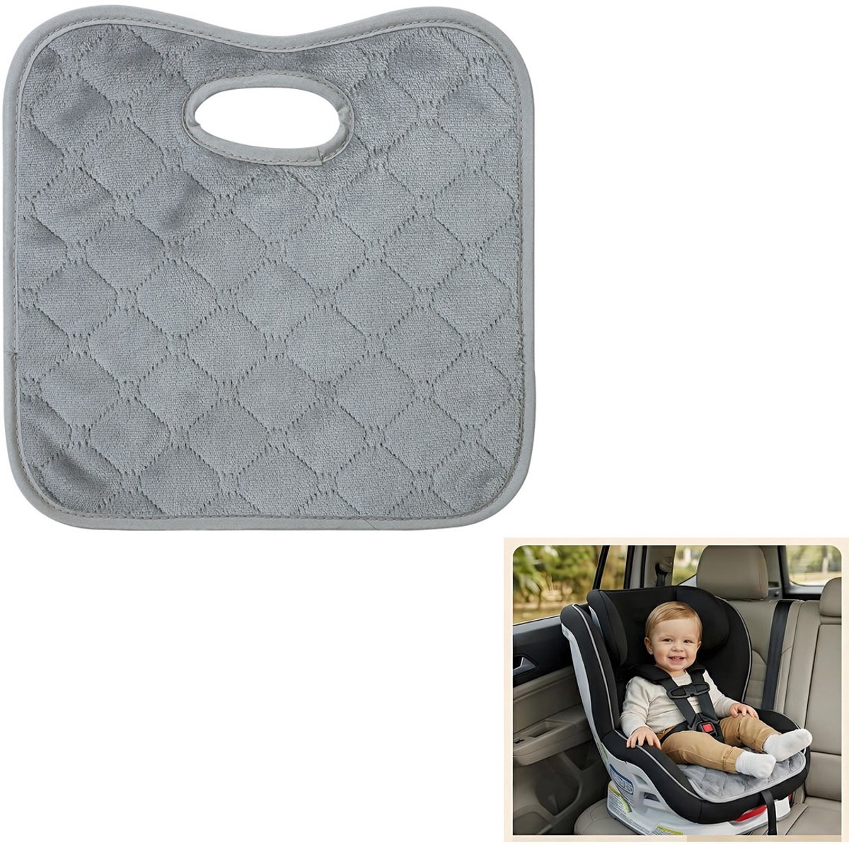 Kinderautostoelkussen - Waterdichte en absorberende zitbeschermer - Kinderstoelkussen - Zitkussen - Wasbaar - Antislip - 32x30cm - Geschikt voor kinderzitjes, kinderwagens en autostoeltjes - Grijs